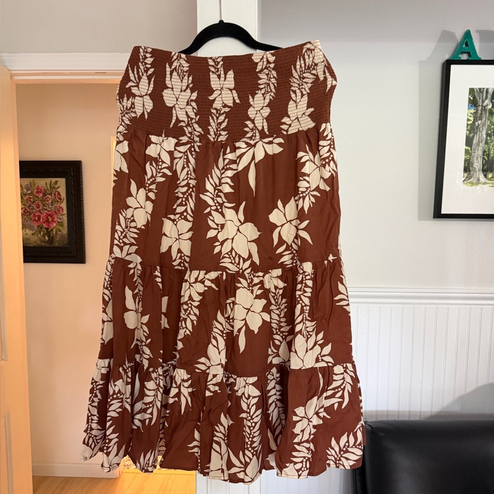 NWT Tori Richard Tori Richard Joycie Convertible Skirt Brown & Cream SZ: XLG
